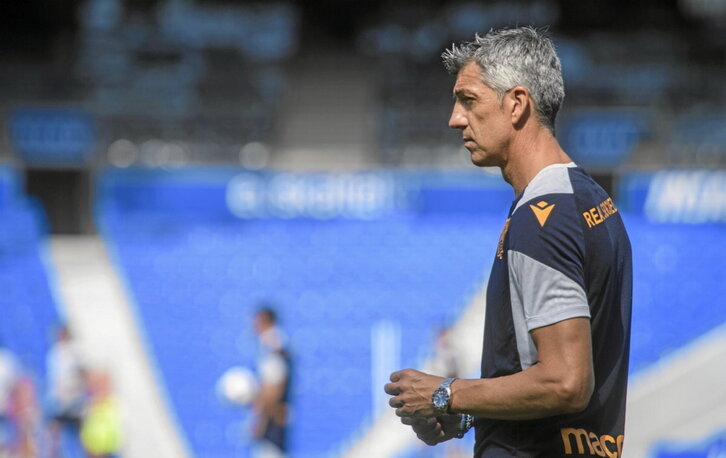 Imanol, en uno de los entrenamientos dirigidos esta pretemporada a su equipo.