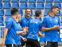 Kike García, recién llegado a Gasteiz, completa el primer entrenamiento como albiazul.