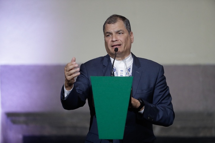 Rafael Correa, durante una conferencia en Ciudad de México en septiembre de 2019.
