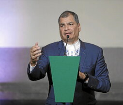 Rafael Correa, durante una conferencia en Ciudad de México en septiembre de 2019.