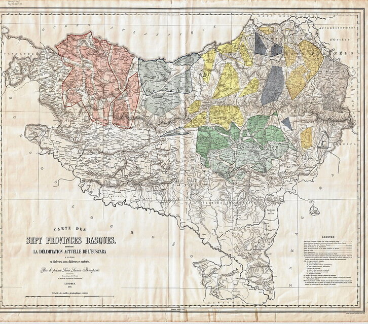 Bonaparte printzearen euskalkien mapa.