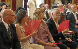 Los consejeros Gimeno, Alfgaro, Ollo y Taberna durante la ceremonia de investidura.