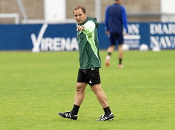 Jagoba Arrasate, en el entrenamiento vespertino de ayer.