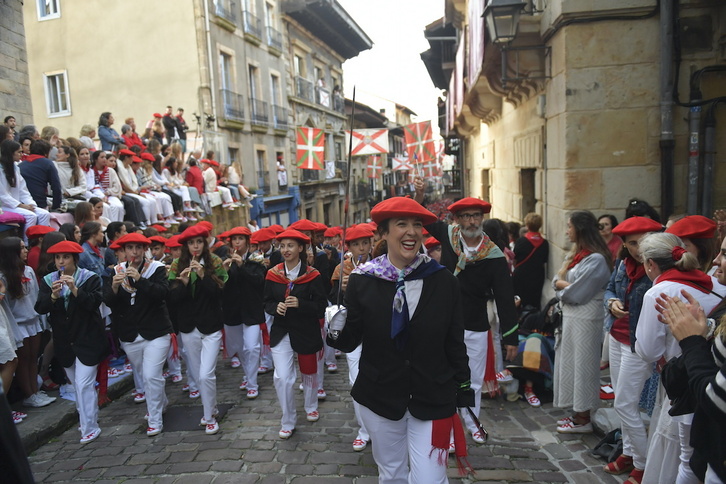 Desfile de la compañía Jaizkibel en el Alarde de Hondarribia del año pasado.