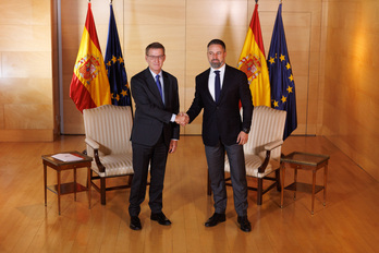 Feijóo y Abascal se han reunido este martes en el Congreso.