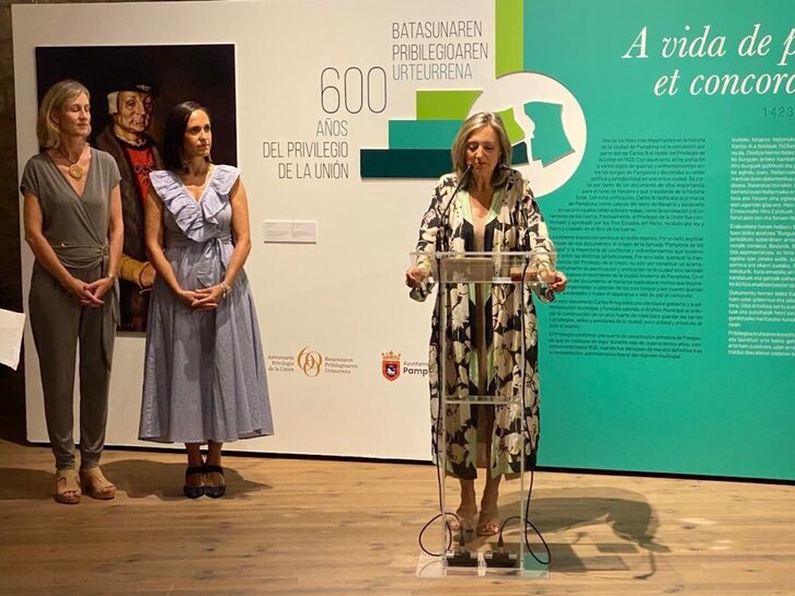 Cristina Ibarrola, en la inauguración de la muestra sobre el sexto centenario del Privilegio de la Unión.