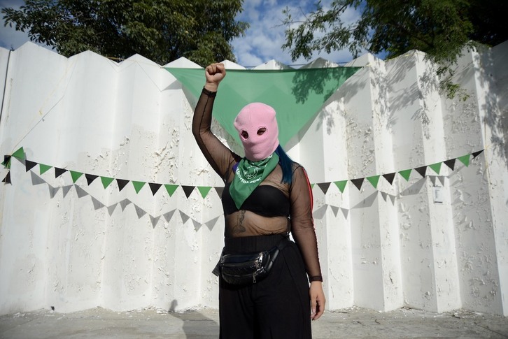 Una mujer en una protesta pro aborto en Tuxtla Gutiérrez.