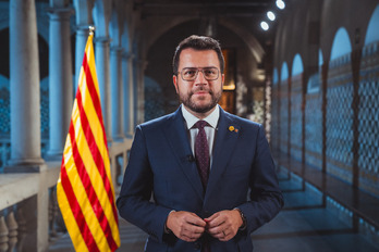 Pere Aragonès, en un momento de su discurso con motivo de la Diada.