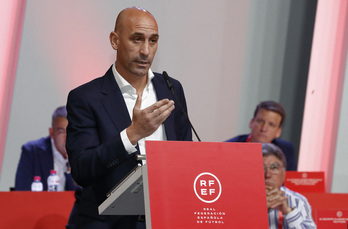 Luis Rubiales, durante la Asamblea General Extraordinaria que celebró la RFEF.