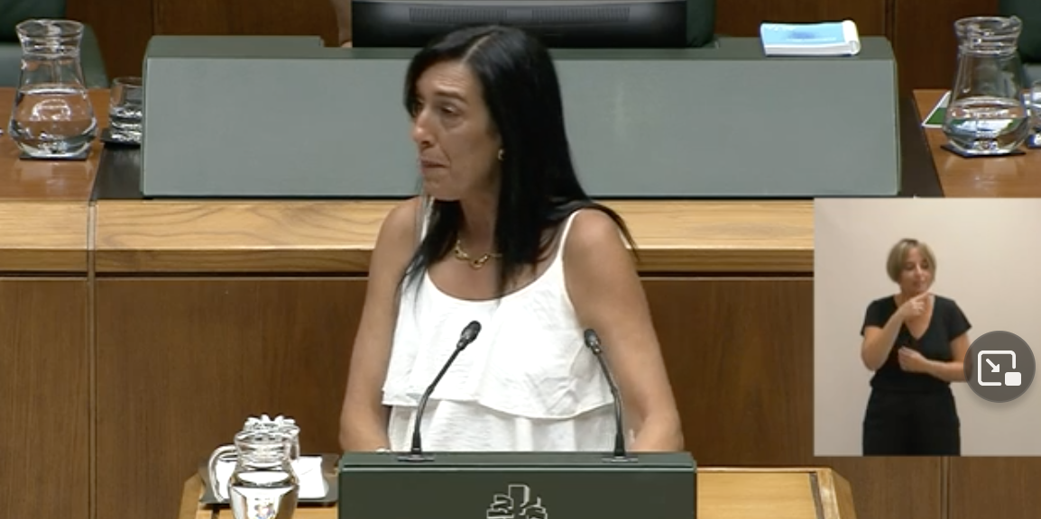 Amaia Martínez, durante su intervención en la Cámara de Gasteiz. 