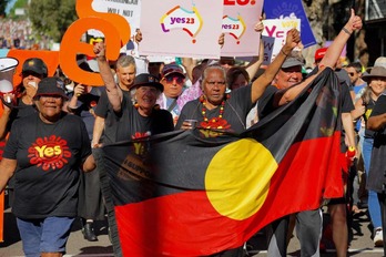 Aborígenes en la manifestación de Sydney. 