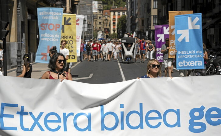 Manifestación de Sare a favor de los derechos de los presos, este verano durante Aste Nagusia de Donostia.