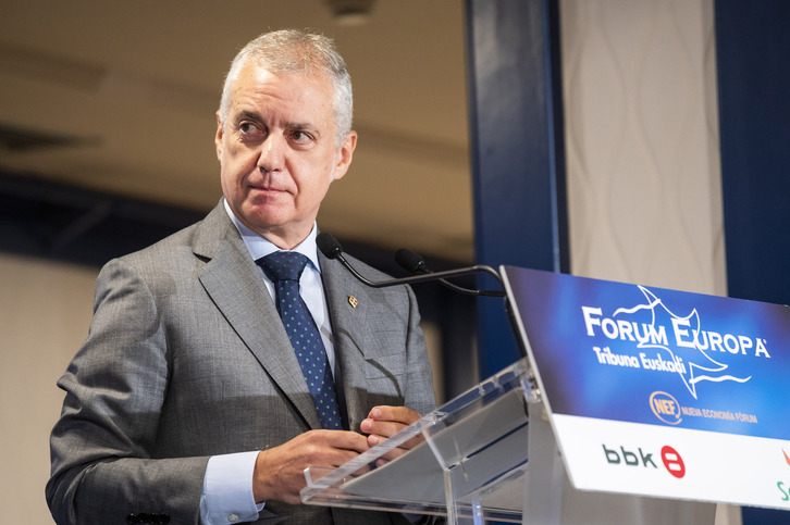 Iñigo Urkullu durante su intervención en el Foro Europa Tribuna Euskadi.