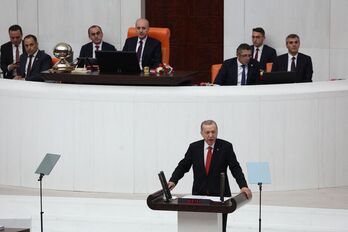 Erdogan durante su intervención ante el Parlamento turco.