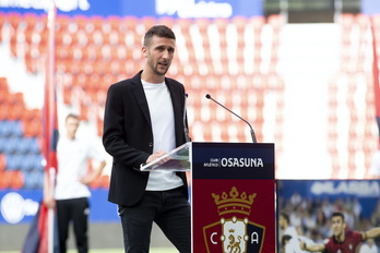 Oier Sanjurjo en su despedida como jugador de Osasuna en 2022.