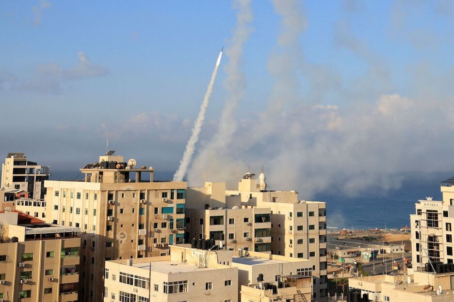 Cohetes lanzados desde Gaza esta mañana.
