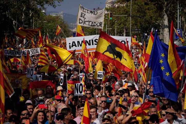 Un momento de la moviliazación unionista en Barcelona.