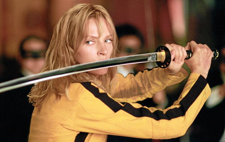 Uma Thurman esgrime su letal y legendaria katana Hattori Hanzo.