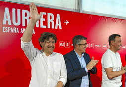 Eneko Andueza, en el acto de cierre de campaña para las elecciones del 23 de julio.