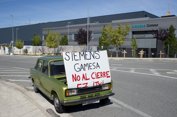 Protesta tras el cierre de la planta de Siemens Gamesa en Agoitz en 2020.
