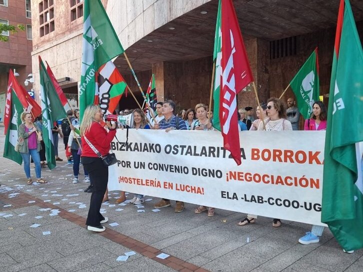 Movilización de los trabajadores de la hostelería de Bizkaia.