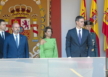 El presidente del Gobierno español en funciones, Pedro Sánchez, en el desfile militar.