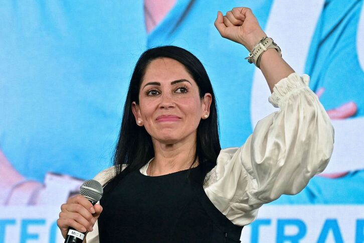 Luisa González, durante un acto de campaña.