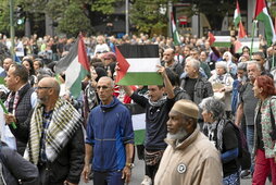 Movilización en apoyo a Palestina celebrada el pasado sábado en Iruñea.