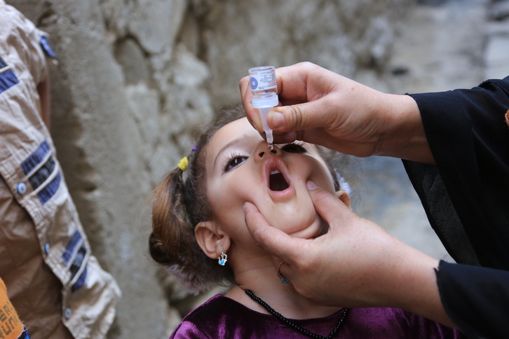 Campaña de vacunación contra la poliomielitis en la capital de Afganistán, Kabul.