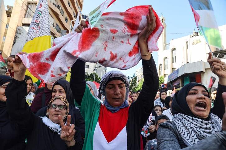 Manifestación en solidaridad con Gaza en Beirut. 