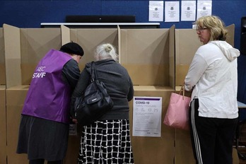 El centro electoral de Melbourne, durante la votación el 14 de octubre.