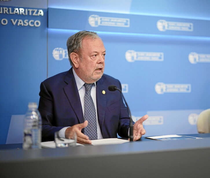 El consejero de Economía y Hacienda de Lakua, Pedro Azpiazu, presentó el proyecto de 2024.