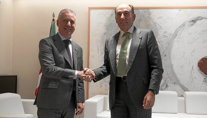 Iñigo Urkullu e Ignacio Sánchez Galán, presidente de Iberdrola, en el encuentro que mantuvieron el martes pasado en Lehendakaritza.