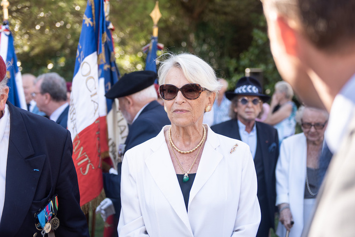 Michèle Alliot-Marie, en 2022, durante el acto de inauguración de la placa con el nombre de su padre en una avenida de Biarritz.
