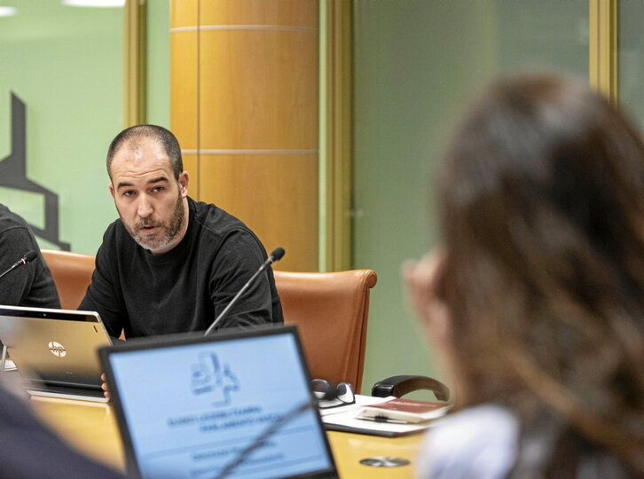 Josu Estarrona, en una intervención en el Parlamento.