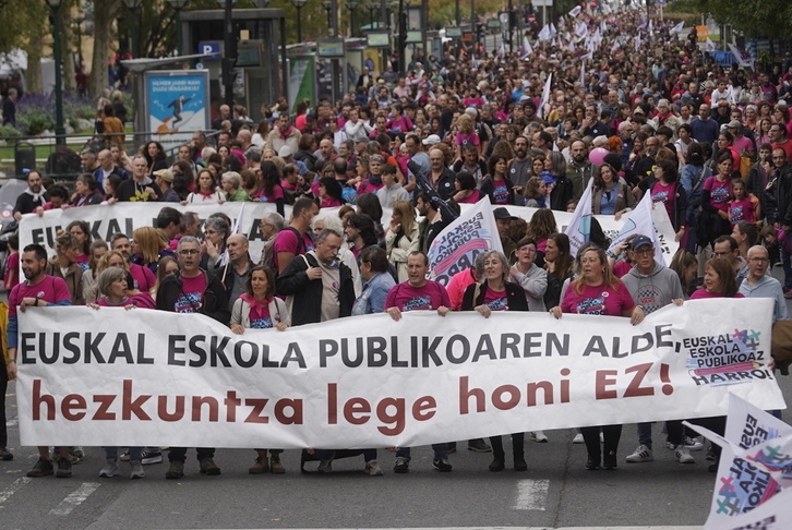 Hezkuntza lege proiektuaren aurkako manifestazioa Donostian.