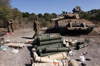 Un tanque israelí en la frontera con Líbano.