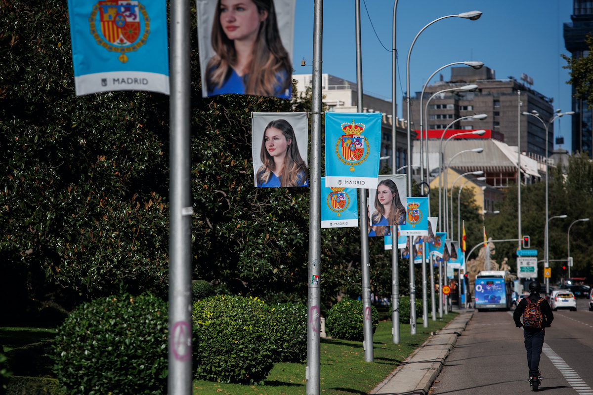 Carteles de propaganda con la foto de Leonor de Borbón, en las calles de Madrid. (Alejandro MARTINEZ VELEZ/EUROPA PRESS)