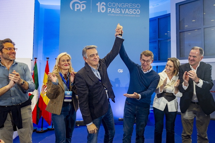 Sémper, Martínez, De Andrés, Feijóo, Gamarra e Iturgaiz, en el 16º Congreso del PP de la CAV.