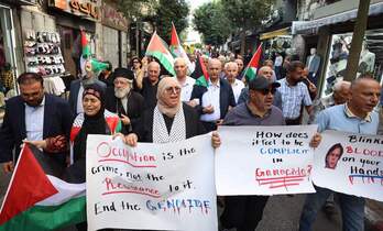 Protestas en Ramallah por la visita de Antony Blinken.