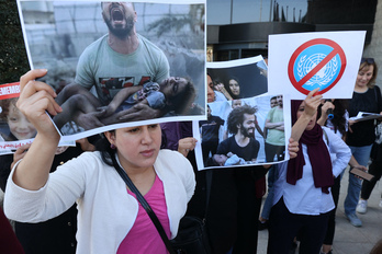 Movilización en Ramallah (Cisjordania) contra la masacre en Gaza 