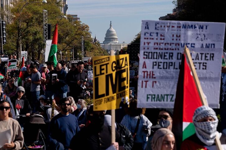 Palestinaren aldeko manifestazioa Washingtonen.