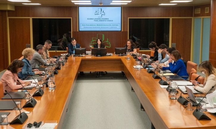 Imagen de la Comisión de Derechos Humanos, Igualdad y Justicia del Parlamento de Gasteiz.