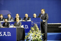 Jokin Aperribay, en el discurso para su reeleción en la Junta de 2013, en la que anunció el plan de construir el nuevo Anoeta.