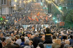 Manifestación de EH Bildu en Bilbo bajo el lema “Nazioa Gara”.