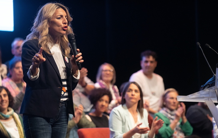 Yolanda Díaz, en un acto en Burlata en el pasado mayo.