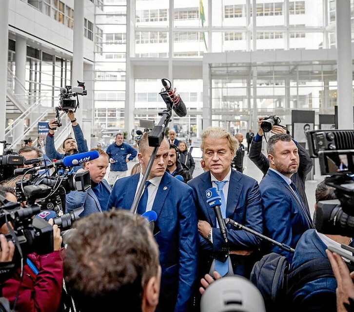 El líder del PVV, ante los medios.