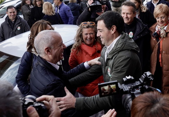 Iñigo Urkullu e Imanol Pradales, esta mañana en el acto de Sukarrieta.