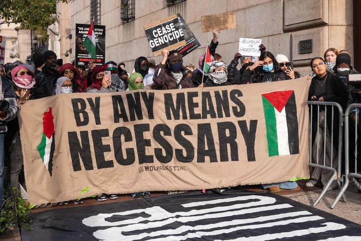 Protesta de estudiantes de la Universidad de Columbia en favor de la causa palestina.