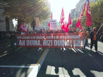 Movilización de LAB este domingo en las calles de Iruñea.